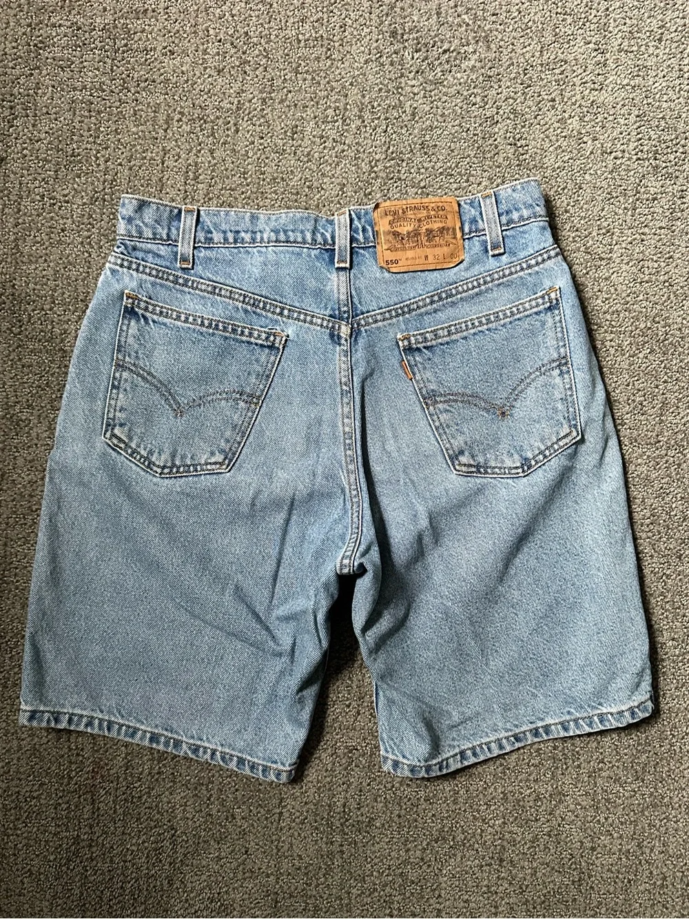 Levi's Vintage 550 Light Blue Denim Men's Shorts Orange Tab